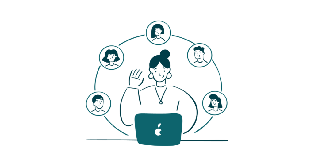 Illustration of remote workers representing the global reach of Employer of Record Service.