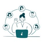 Illustration of remote workers representing the global reach of Employer of Record Service.
